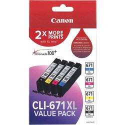 CANON CLI671XL INK CART Value Pack 4 CARTS