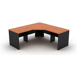 OM 3 Piece Corner Desk 1500/1500W x 600D x 720mmH Cherry And Charcoal