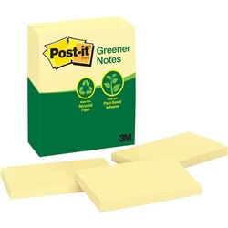 POST-IT 655-RPA RECYCLED NOTE 73mm X 123mm Yellow Pack Of 12