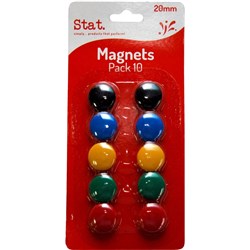 STAT MAGNETS BUTTONS 20mm Assorted COLOURS PK10