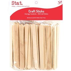 Stat Pop Sticks Wooden Plain Brown Pack of 150