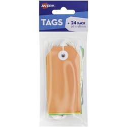 % AVERY SCALLOP TAGS 96 x 48mm Multi-Colour Pack of 24 *** CLEARANCE ***