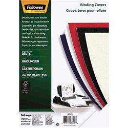 FELLOWES BINDING COVER A4 Leatherboard Dark Green Pack of 100