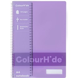 # ColourHide Spiral Notebook A4 Side Bound 120 Page Purple ***  CLEARANCE  ***
