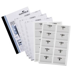 DURABLE NAME BADGE SET WITH CLIP & INSERTS 54 x 90mm Pack of 20