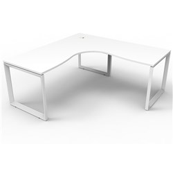 Loop Corner Desk White Frame 1800Wx1800Wx700D White Top With Cable Port