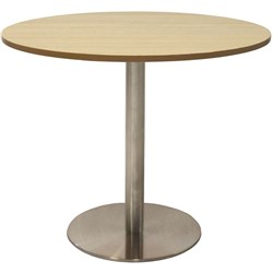 Rapidline Estillo Disc Base Round Table 900D x 755mmH Oak Top Silver Base