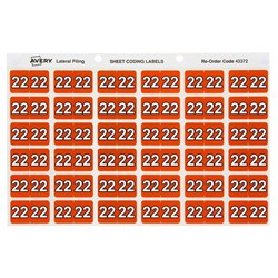 Avery Side Tab 22 Year Code Label 25x38mm Dark Orange Pack of 180