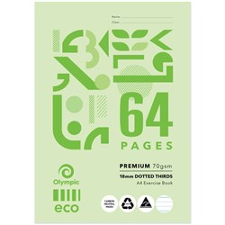 Olympic Eco Exercise Book D186P A4 18mm Dotted Thirds 64 Pages Pack of 20