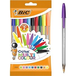 BIC Cristal Multicolour Ballpoint Pen Wide Point 1.6mm Assorted Pack of 10