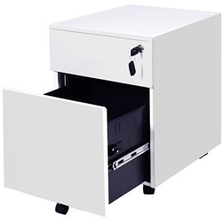 Rapidline Go Steel Mobile Pedestal 1 Drawer 1 File 390W x 472D x 527mmH White