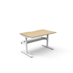 Rapidline Halo Static Single Sided Workstation + Cable Tray 1200Wx750Dx730mmH Oak/White