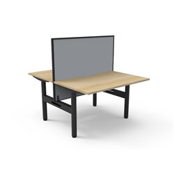 Rapidline Halo Static Back To Back Workstation + Screen 2 Person 1200Wx1330mmH Oak/Black