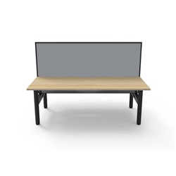 Rapidline Halo Static Back To Back Workstation + Screen 2 Person 1800Wx1330mmH Oak/Black