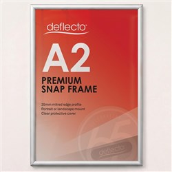 Deflecto Premium Snap Frame A2 25mm Aluminium Frame Silver