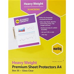 MARBIG A4 DELUXE SHEET PROTECTORS Box of 50 70 Micron