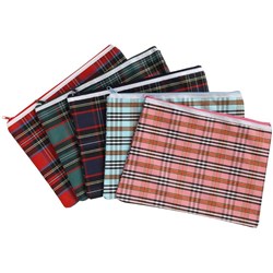 TARTAN PENCIL CASE 1 ZIP JUMBO 340X170mm