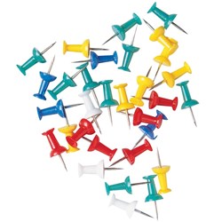 MARBIG PUSH PINS ASSORTED COLOURS Pack of 30
