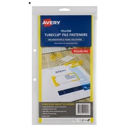 AVERY TUBECLIP FILE FASTENER YELLOW Pack of 10
