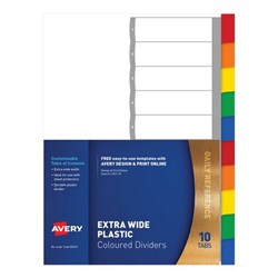 AVERY EXTRA WIDE DIVIDER PP A4 10 TAB COL.TAB L7411-10