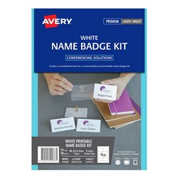 AVERY L7418K 20 NAME BADGE KIT 20 Holders Pin Clip 24 Cards