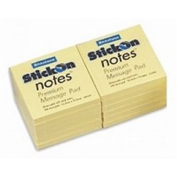 BEAUTONE STICKON NOTES 50x76mm 100Shts Yellow PACK OF 12