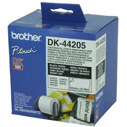 BROTHER DK-44205 WHITE CONTINUOUS LENGTH REMOVABLE PAPER TAPE 62mm x 30.48mtr