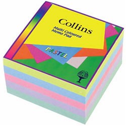 COLLINS COLOUR BLOCK MEMO PAD PASTEL SQUARE 85X85MM