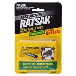 RATSAK FAST ACTION THROW PACKS 20gm Pack of 5