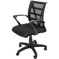 Rapidline Vienna Office Chair Medium Mesh Back With Arms Fabric Seat Black Mesh Back