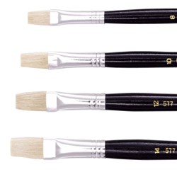 Jasart Hog Bristle Series 577 Flat Brushes Size 0 Pack Of 12