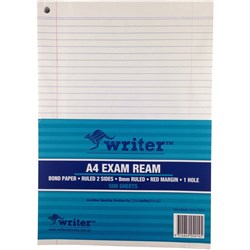 EXAM PAPER A4 8MM RULED ONE HOLE 55GSM PK500