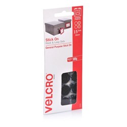 VELCRO MINI DOTS 16MM STICK ON HOOK & LOOP BLACK Pack of 15