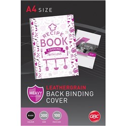 GBC Binding Cover A4 300gsm Leathergrain Black Pack Of 100