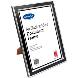 CARVEN DOCUMENT FRAME A4 BLACK & SILVER