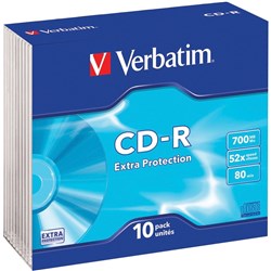 Verbatim Recordable CD-R 80Min 700MB 52X Slim Case Pack Of 10