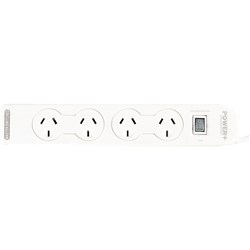 Italplast Power+ 4 Outlet Powerboard Master Switch And Overload Protection White