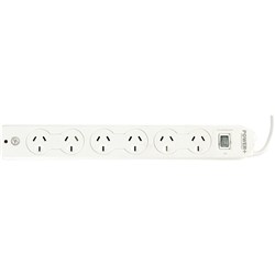 Italplast Power+ 6 Outlet Powerboard Master Switch Surge And Overload Protection White