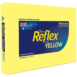 # REFLEX COLOURS COPY PAPER A3 80GSM YELLOW ** NOTE:  A3 SIZE  **