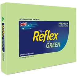 # REFLEX COLOURS COPY PAPER A3 80GSM GREEN ** NOTE:  A3 SIZE  **