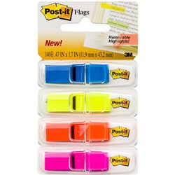 POST-IT FLAGS 683-4ABX 12mm BLUE, YELLOW, ORANGE, PINK Pack of 140