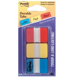 POST-IT DURABLE INDEX FLAGS 686-RYB BLUE/RED/YELLOW Pack of 66