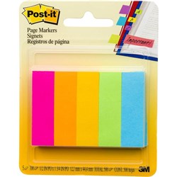 Post-It 670-5AN Page Markers 12x44mm Neon Assorted 100 Sheet Pad Pack of 5