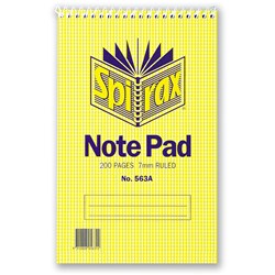 Spirax 563A Reporter Notebook 200mm x 127mm Ruled 200 Page Top Open