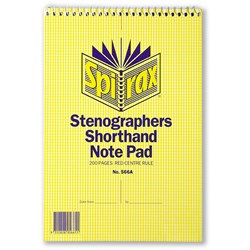 Spirax 566A Stenographers Shorthand Notebook 225 x 152mm Centre Rule 200 Page Top Open