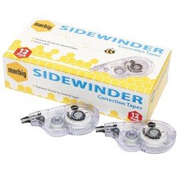 Marbig Sidewinder Correction Tape 5mm x 8m White Pack Of 12