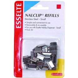 Esselte Nalclip Refills Small Stainless Steel 15 Sheet Capacity Pack Of 50 Silver