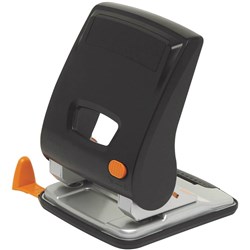 Marbig 2 Hole Punch Low Force 30 Sheet Capacity Black And Orange