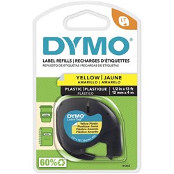 Dymo LetraTag Labelling Tape 12mm x 4m Yellow