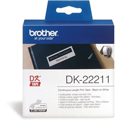 Brother DK-22211 Label Rolls 29mmx15.24m Black on White Continuous Film